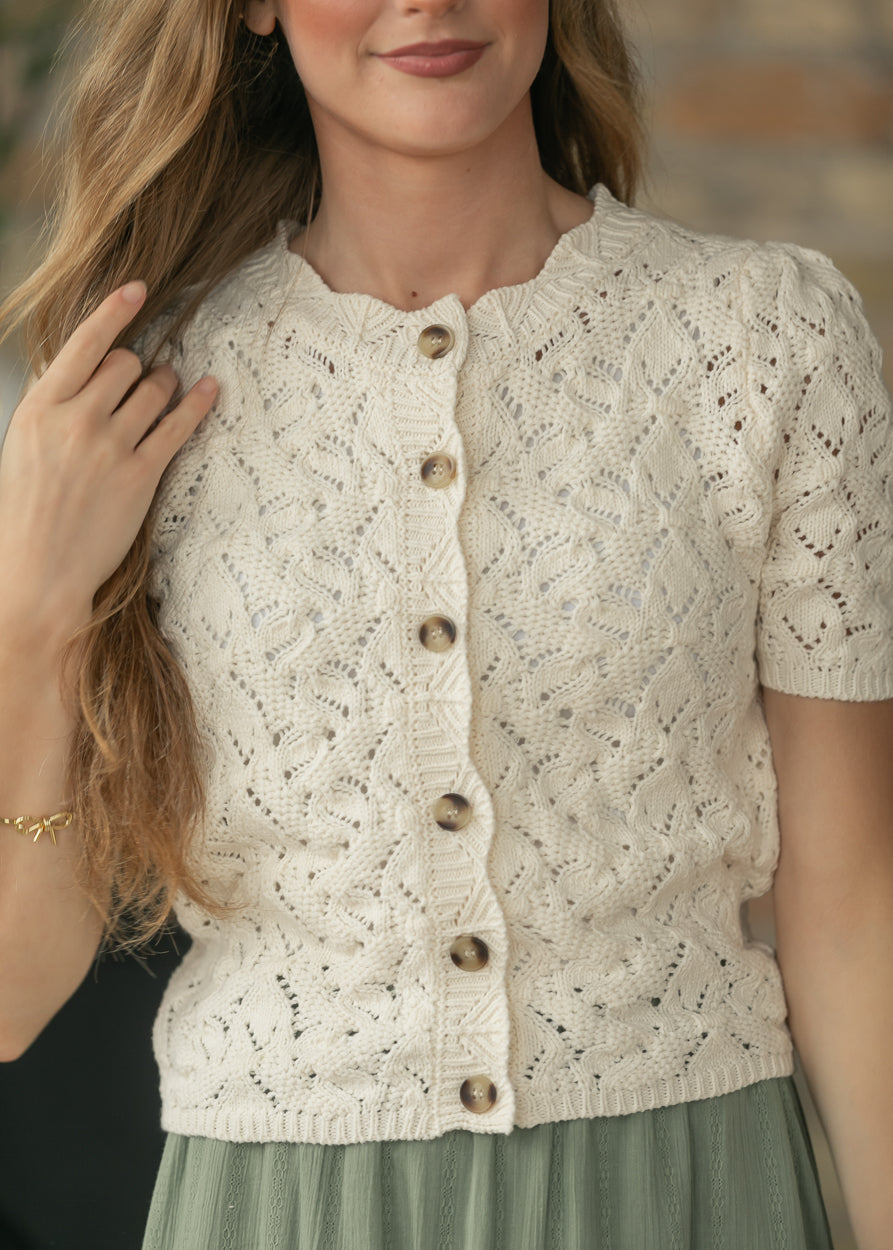 Heartloom® Dana Button-up Cardigan FF Tops XS / White