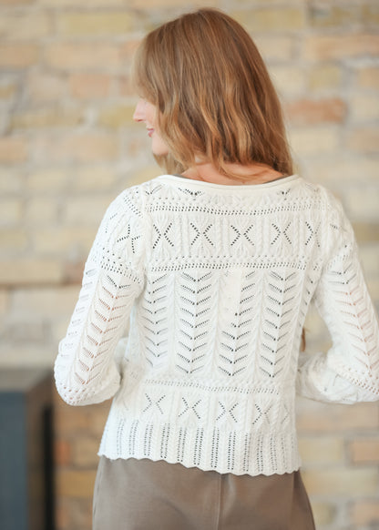 Heartloom® Hansen Eggshell Open Knit Sweater FF Tops