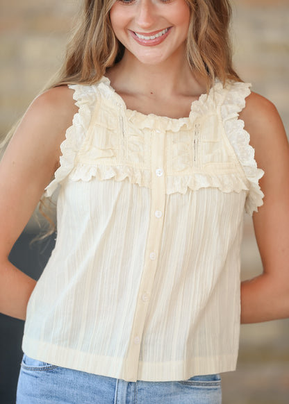 Heartloom® Hara Ivory Sleeveless Top FF Tops