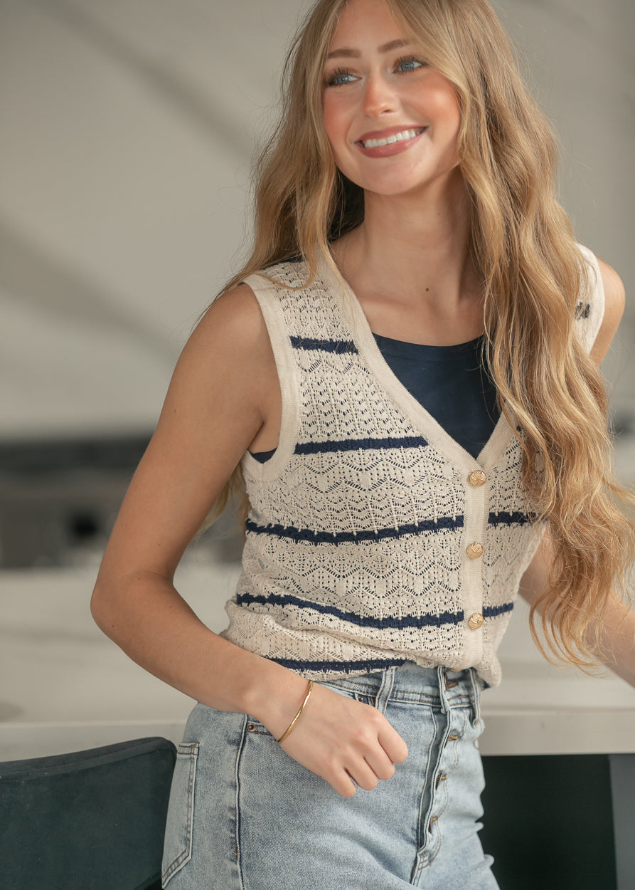 Heartloom® Jacey Striped Knit Vest FF Layering Essentials
