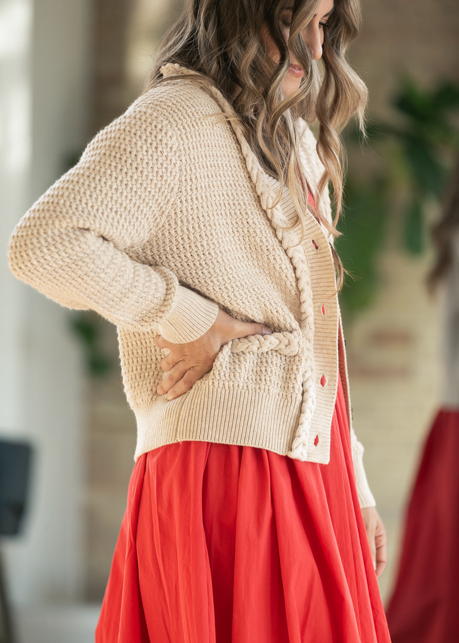 Heartloom® Richmond V-neck Textured Knit Cardigan FF Tops