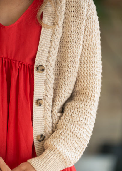 Heartloom® Richmond V-neck Textured Knit Cardigan FF Tops