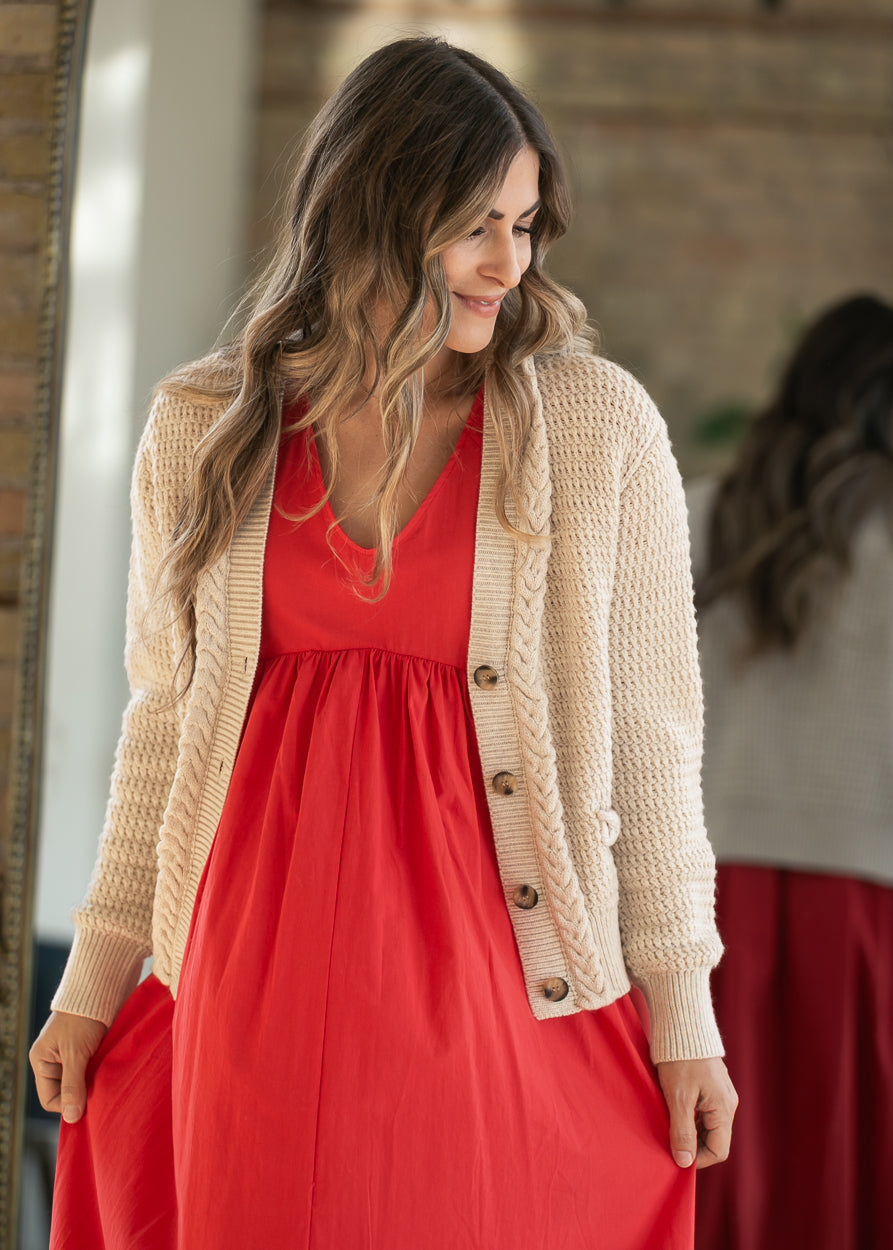 Heartloom® Richmond V-neck Textured Knit Cardigan FF Tops XS