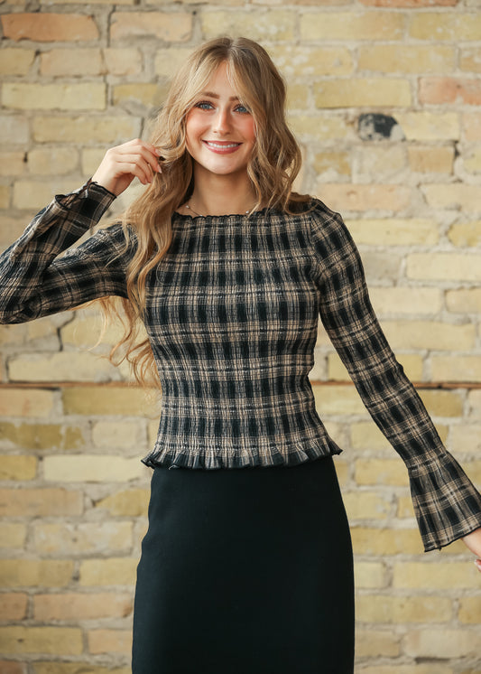 Heartloom® Tracy Smocked Long Sleeve Cotton Top FF Tops
