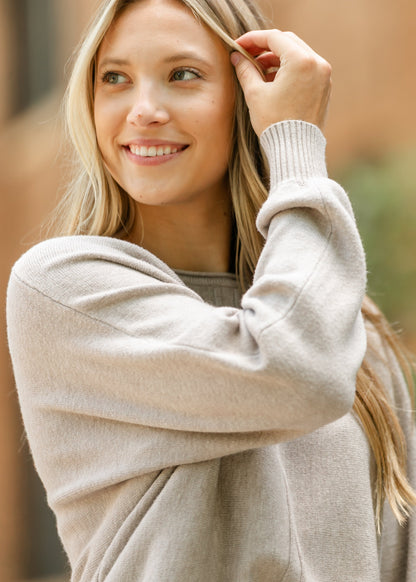 Heather Mocha Raw Seam Sweater FF Tops