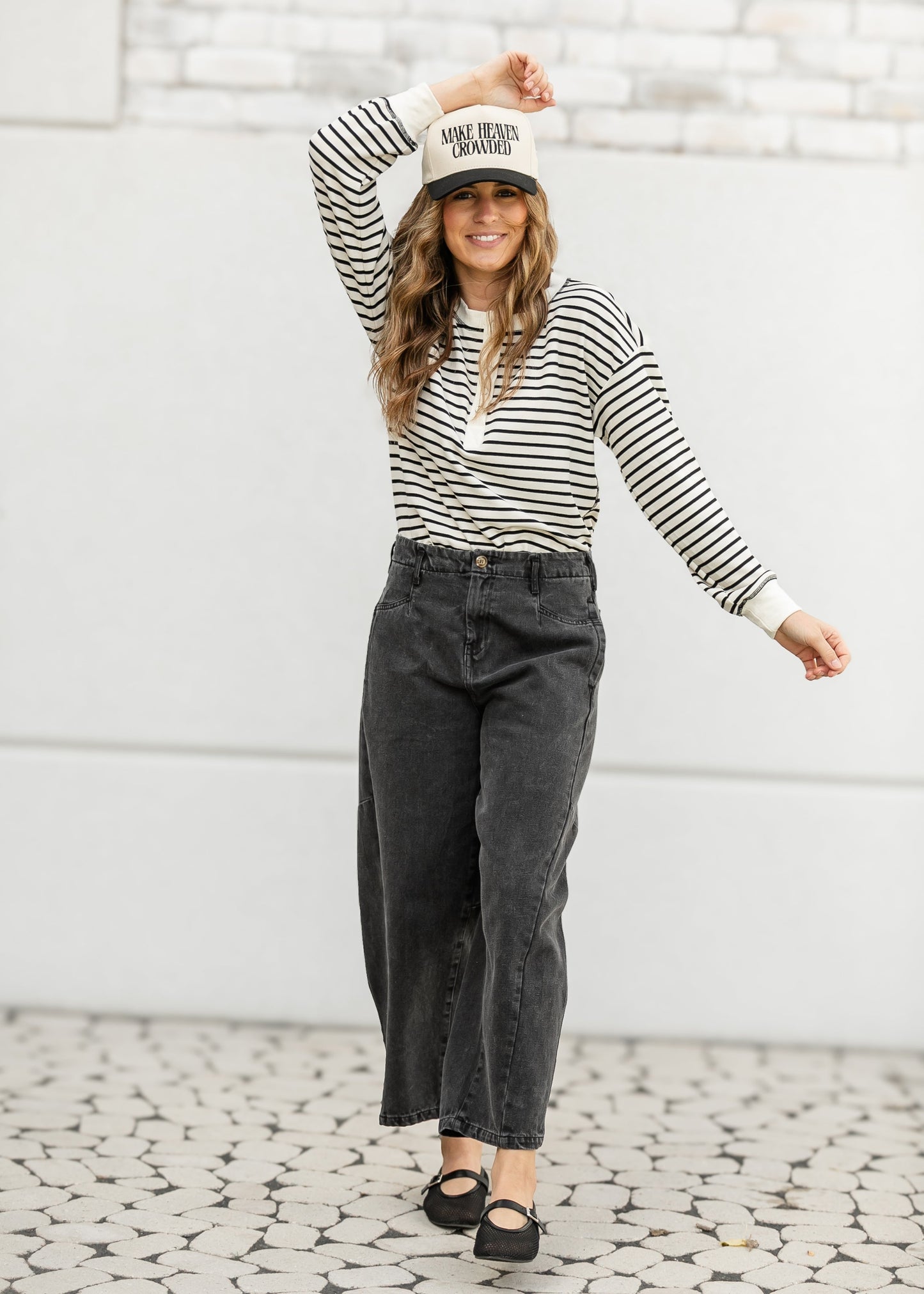 Henley Stripe Snap Knit Top FF Tops