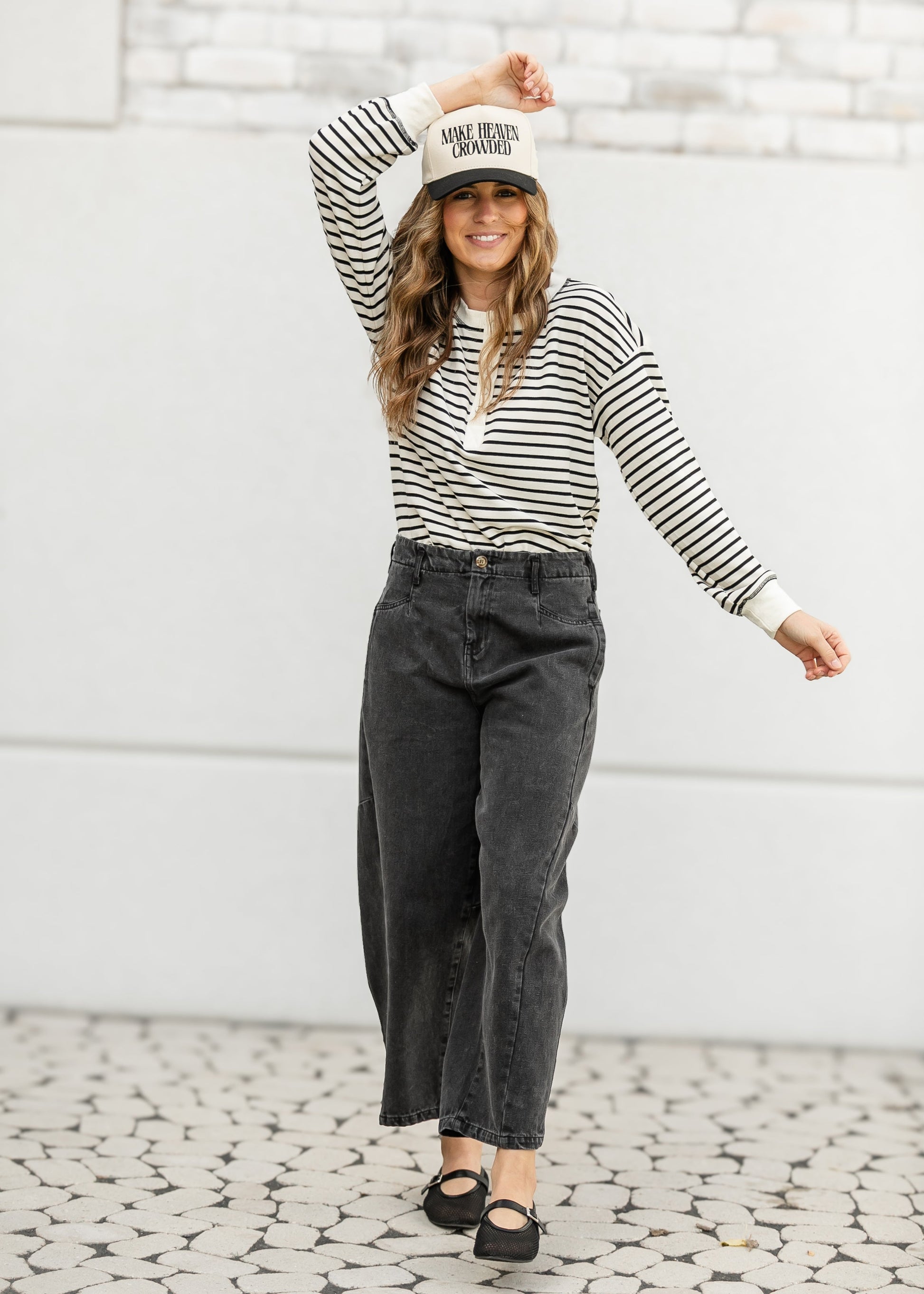 Henley Stripe Snap Knit Top FF Tops