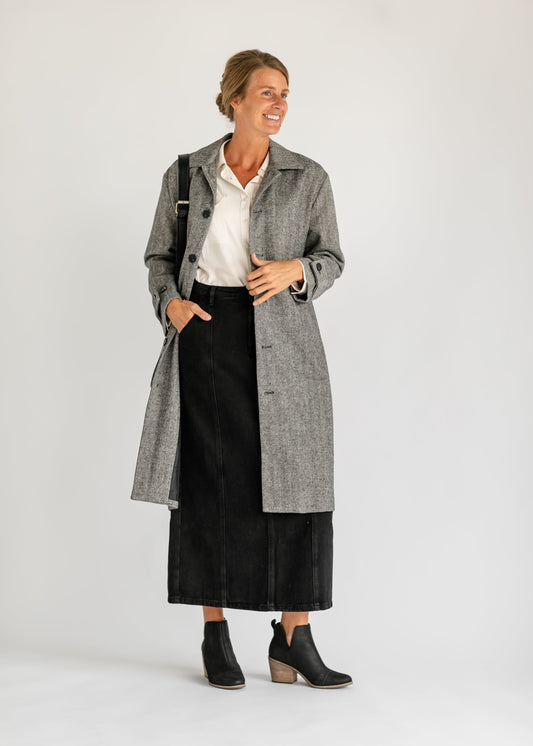 Herringbone Button Up Jacket FF Tops