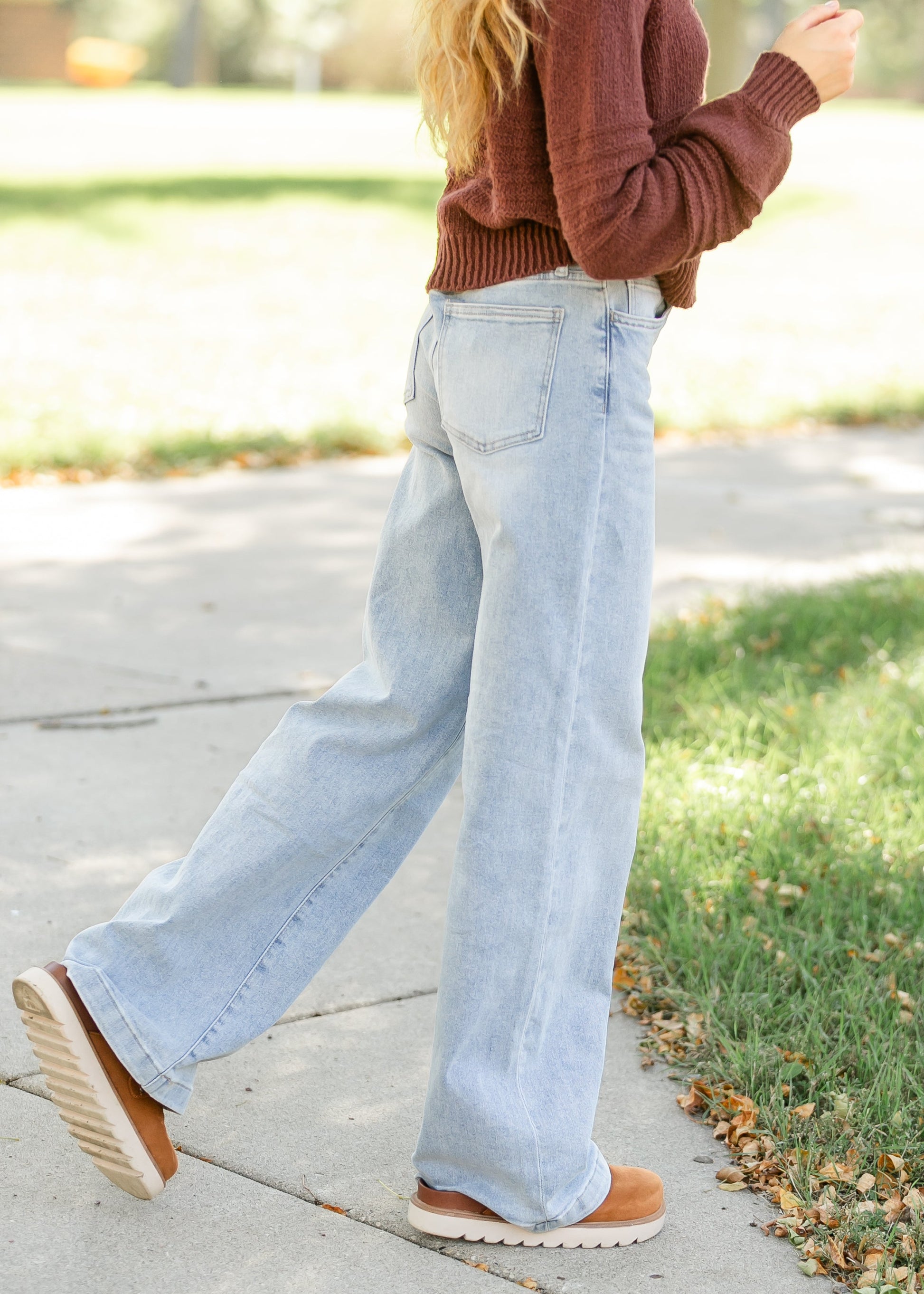 High Rise Full Length Wide Leg Jeans FF Pants