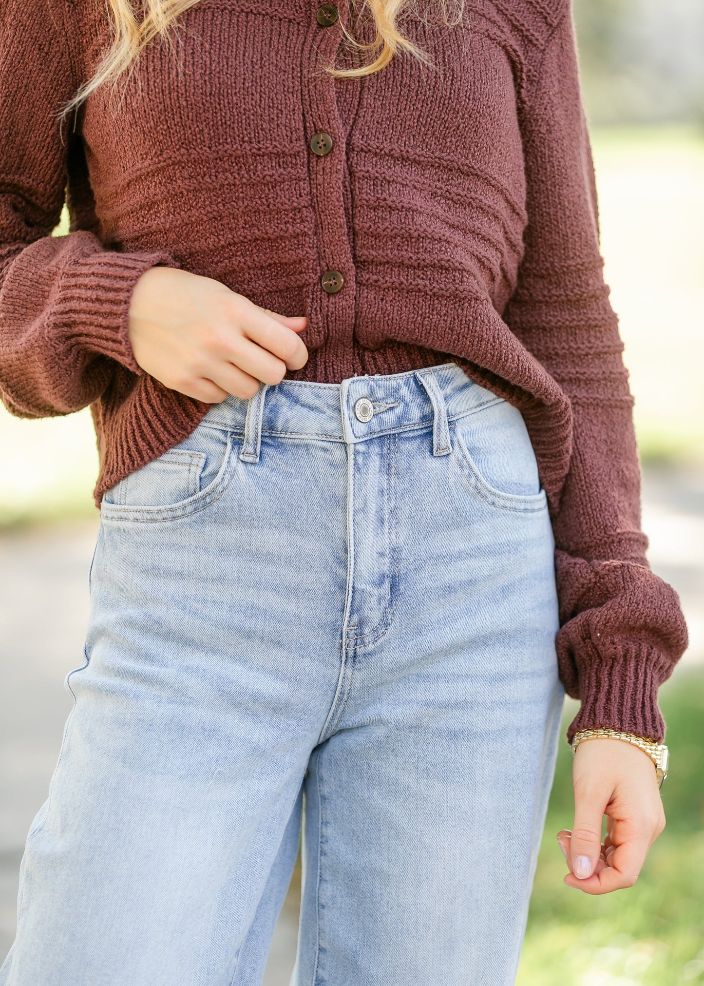 High Rise Full Length Wide Leg Jeans FF Pants