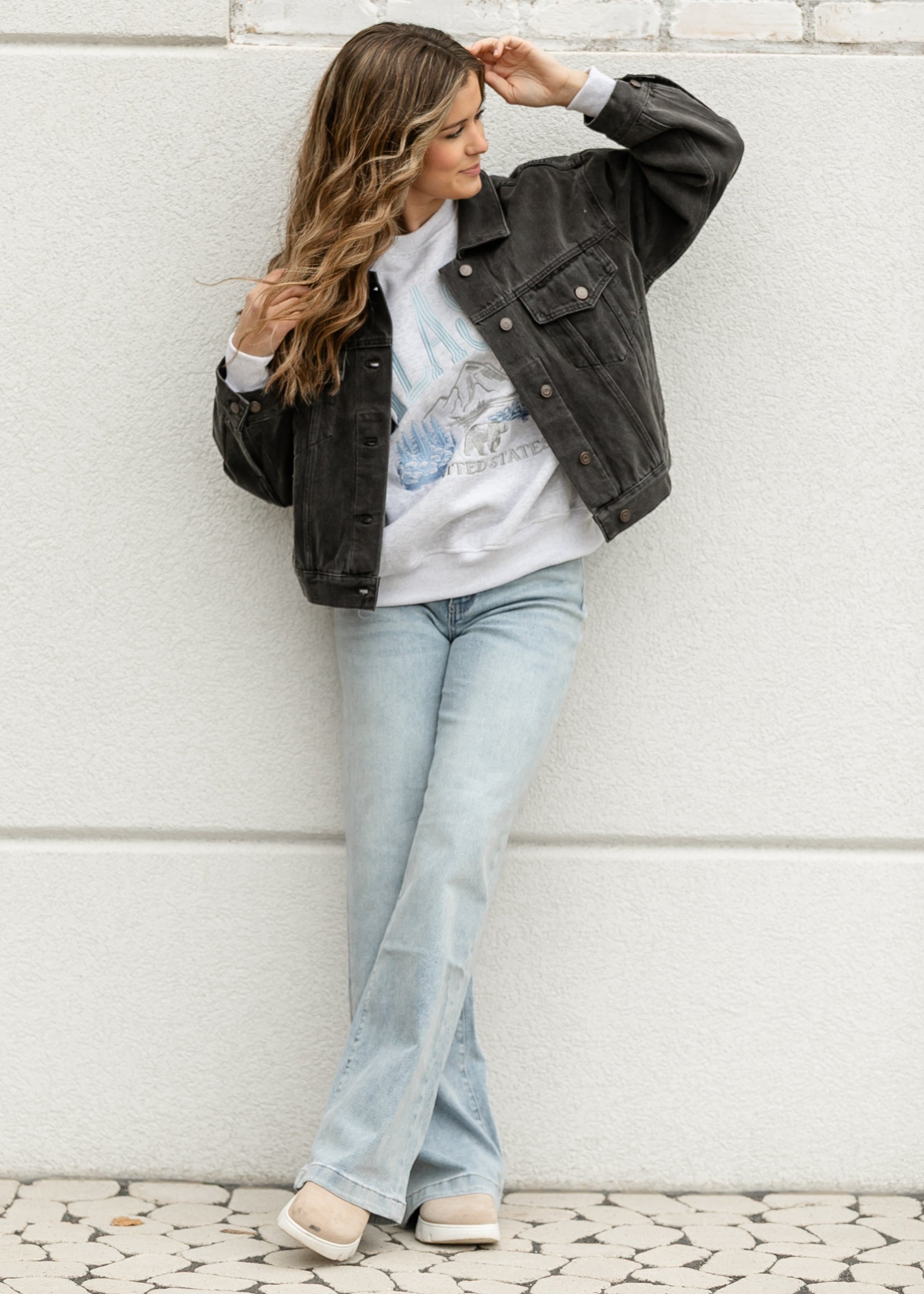 High Rise Full Length Wide Leg Jeans FF Pants