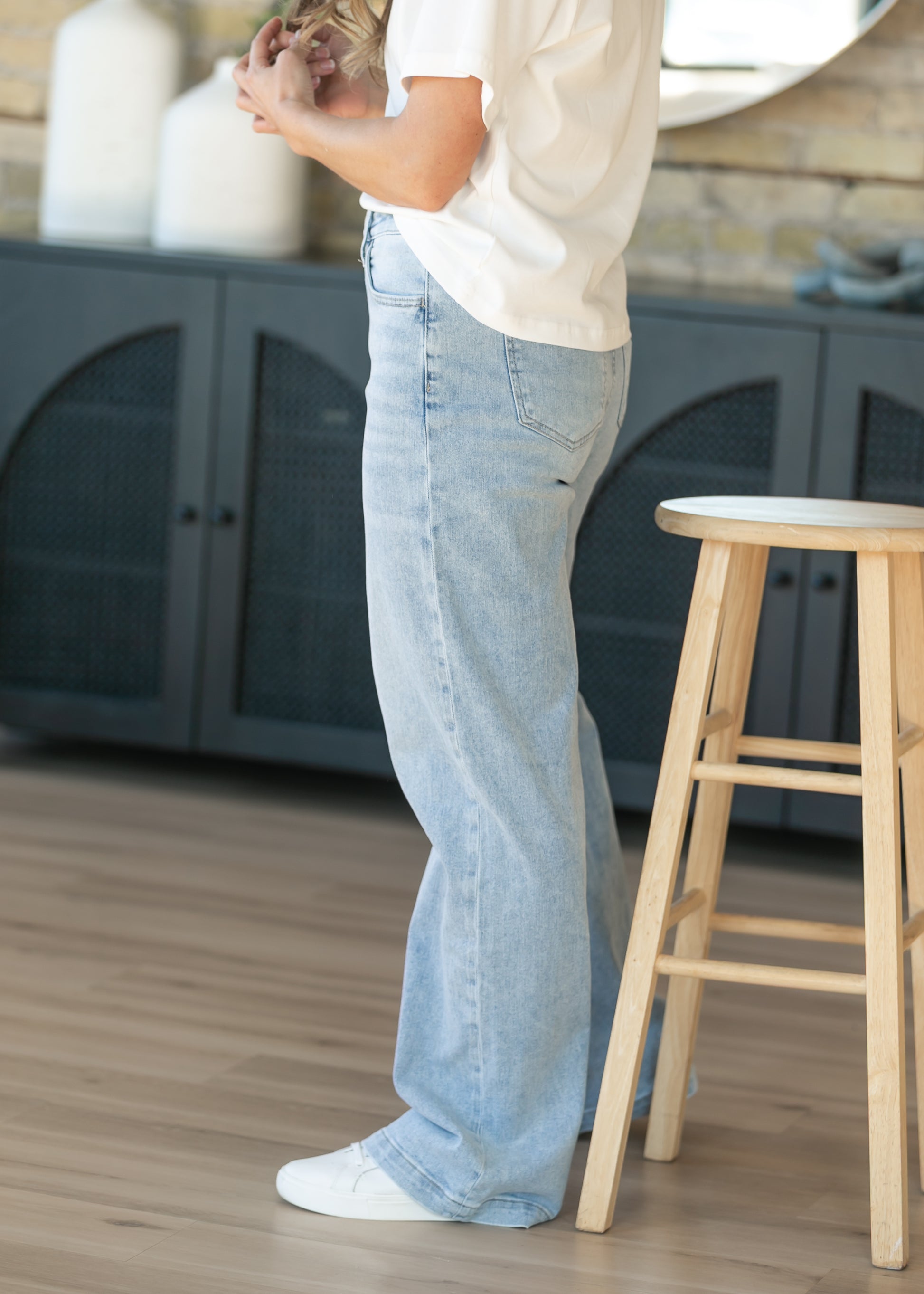 High Rise Full Length Wide Leg Jeans FF Pants