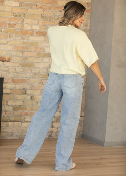 High Rise Full Length Wide Leg Jeans FF Pants