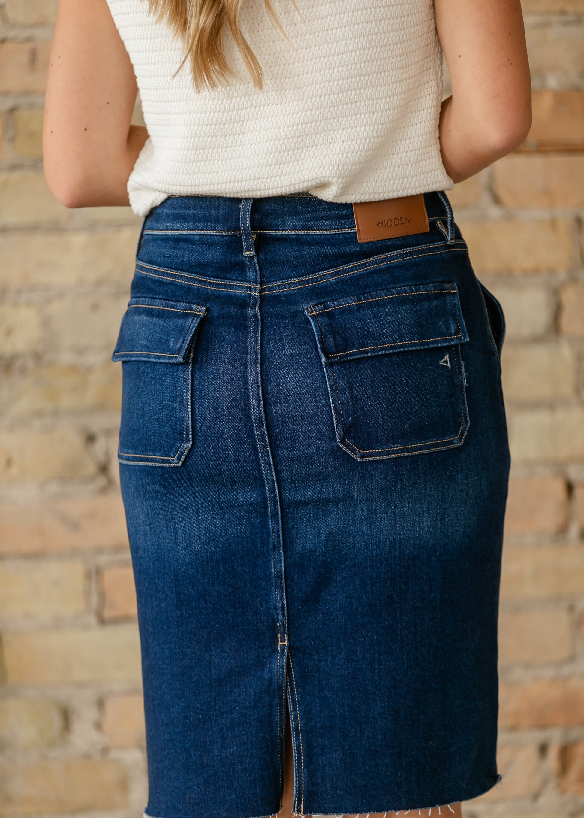 High Waist Denim Midi Skirt FF Skirts
