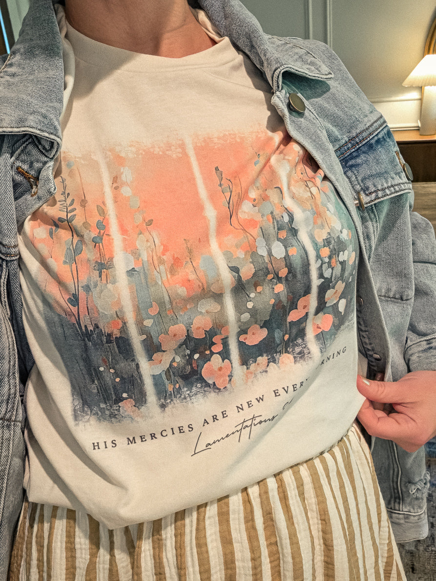 His Mercies Are New Floral Graphic Tee