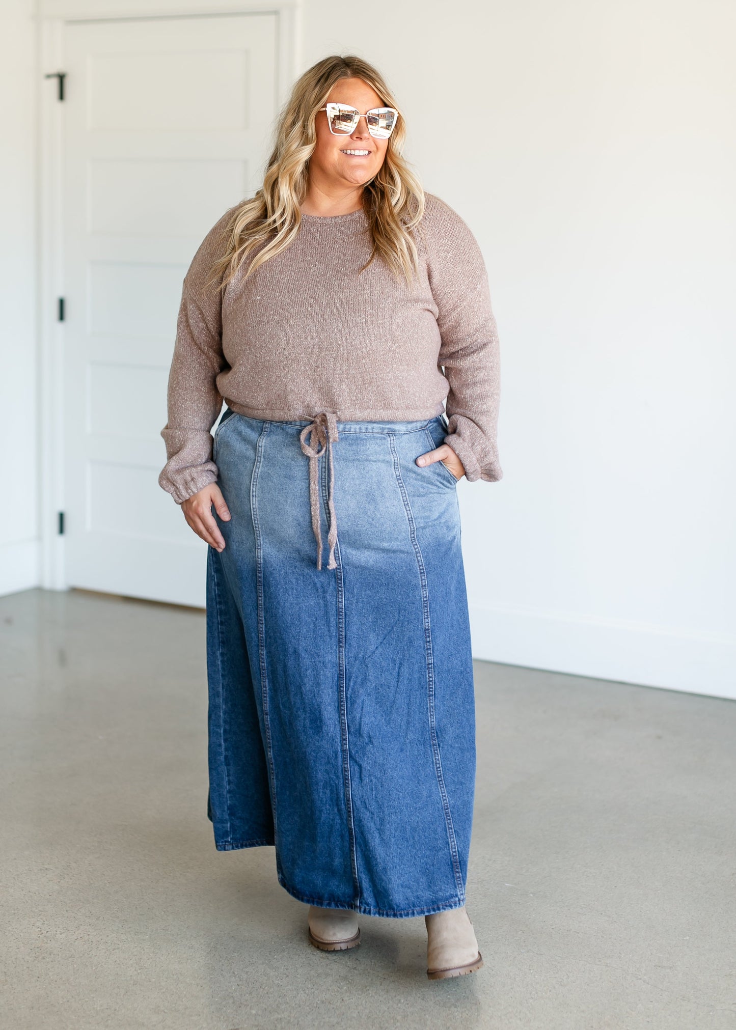 Holly Paneled Denim Maxi Skirt IC Skirts