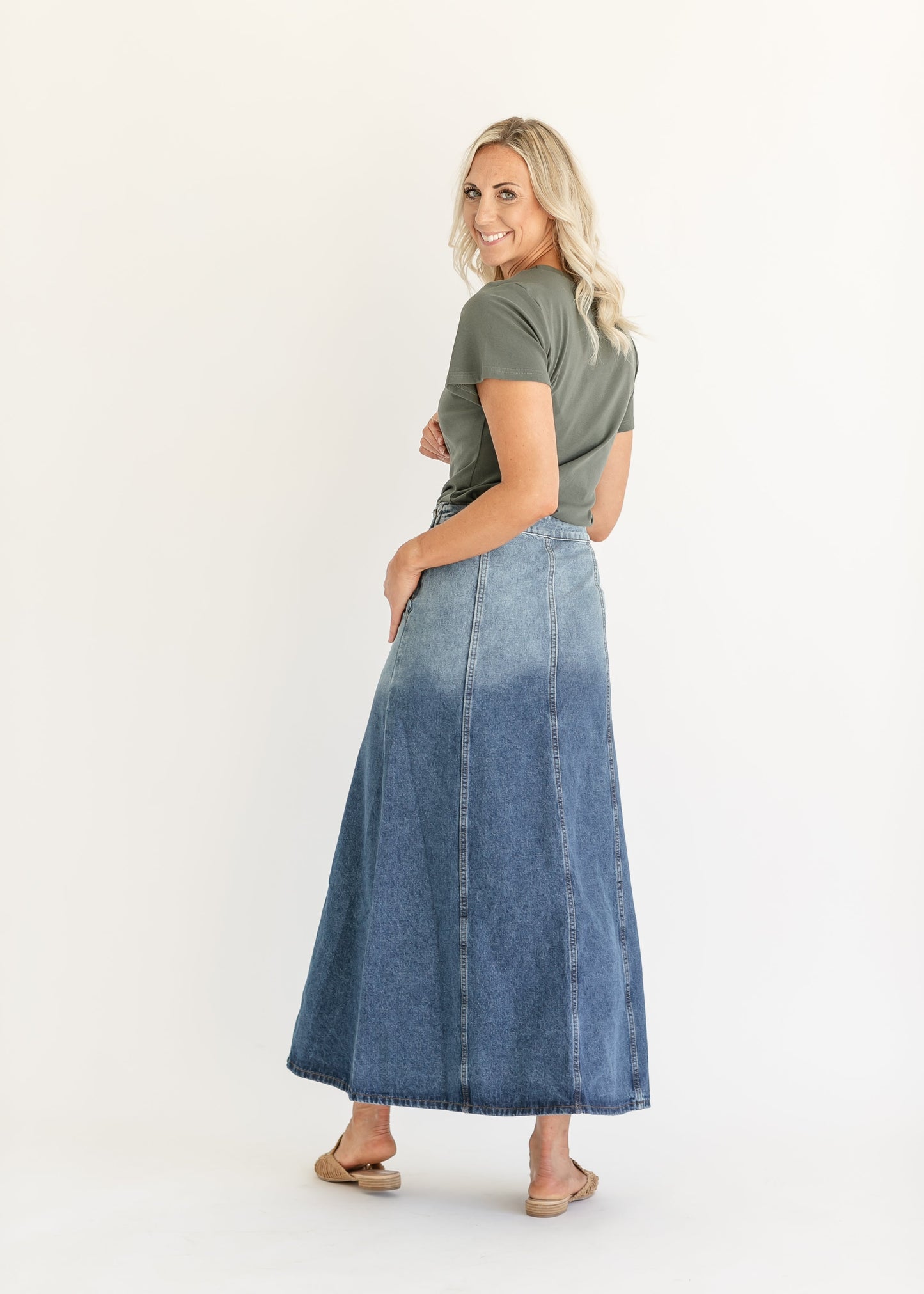 Holly Paneled Denim Maxi Skirt IC Skirts