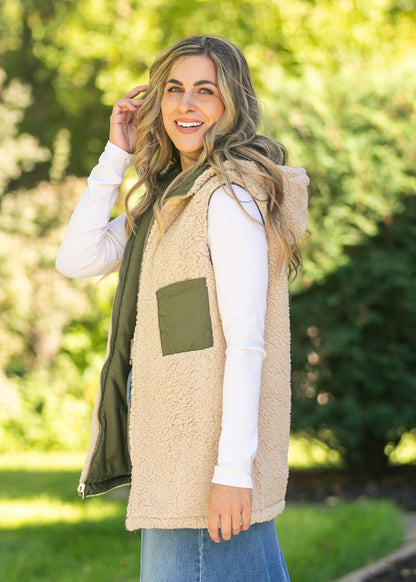 Hooded Reversible Quilted Vest FF Layering Essentials