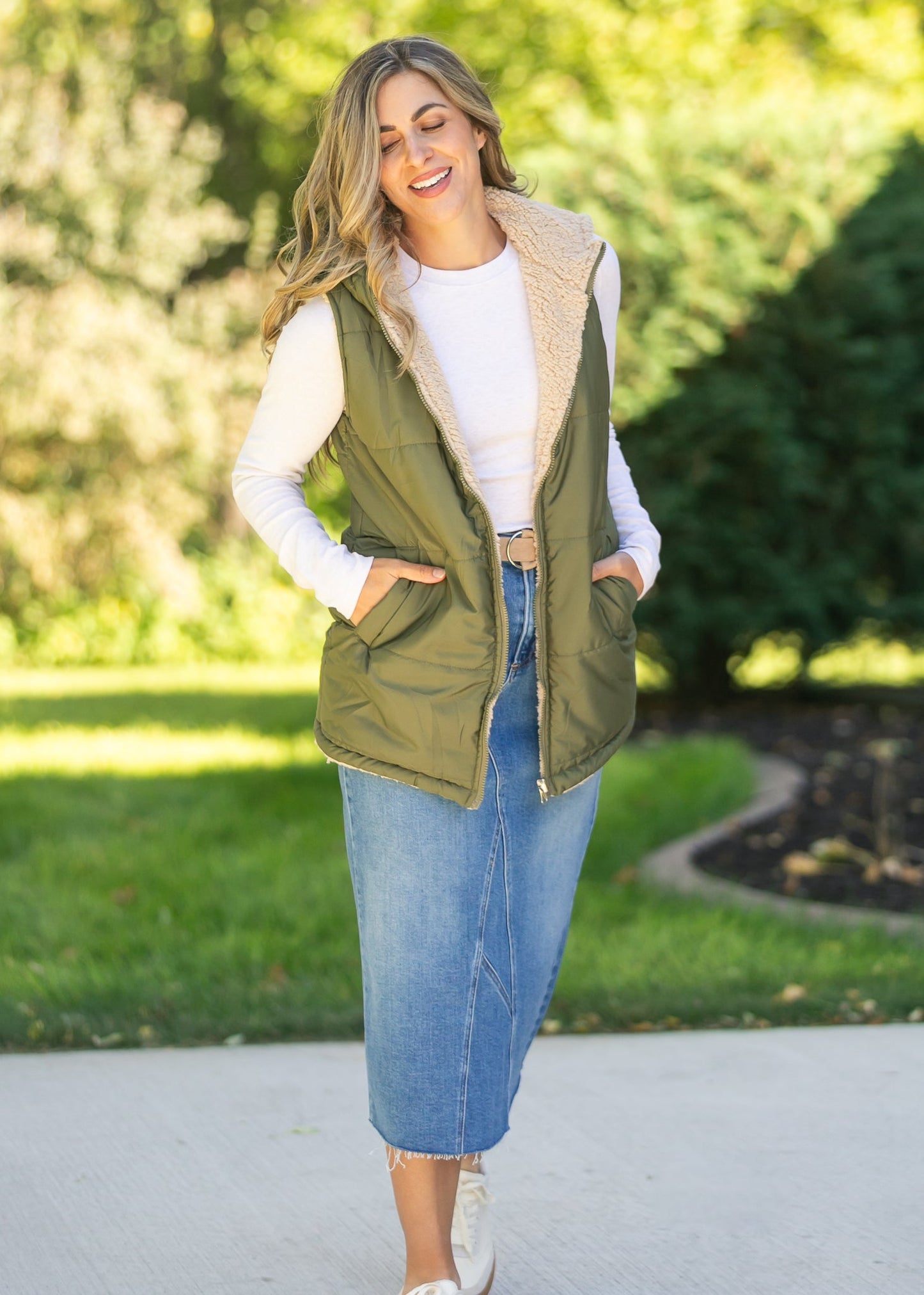 Hooded Reversible Quilted Vest FF Layering Essentials