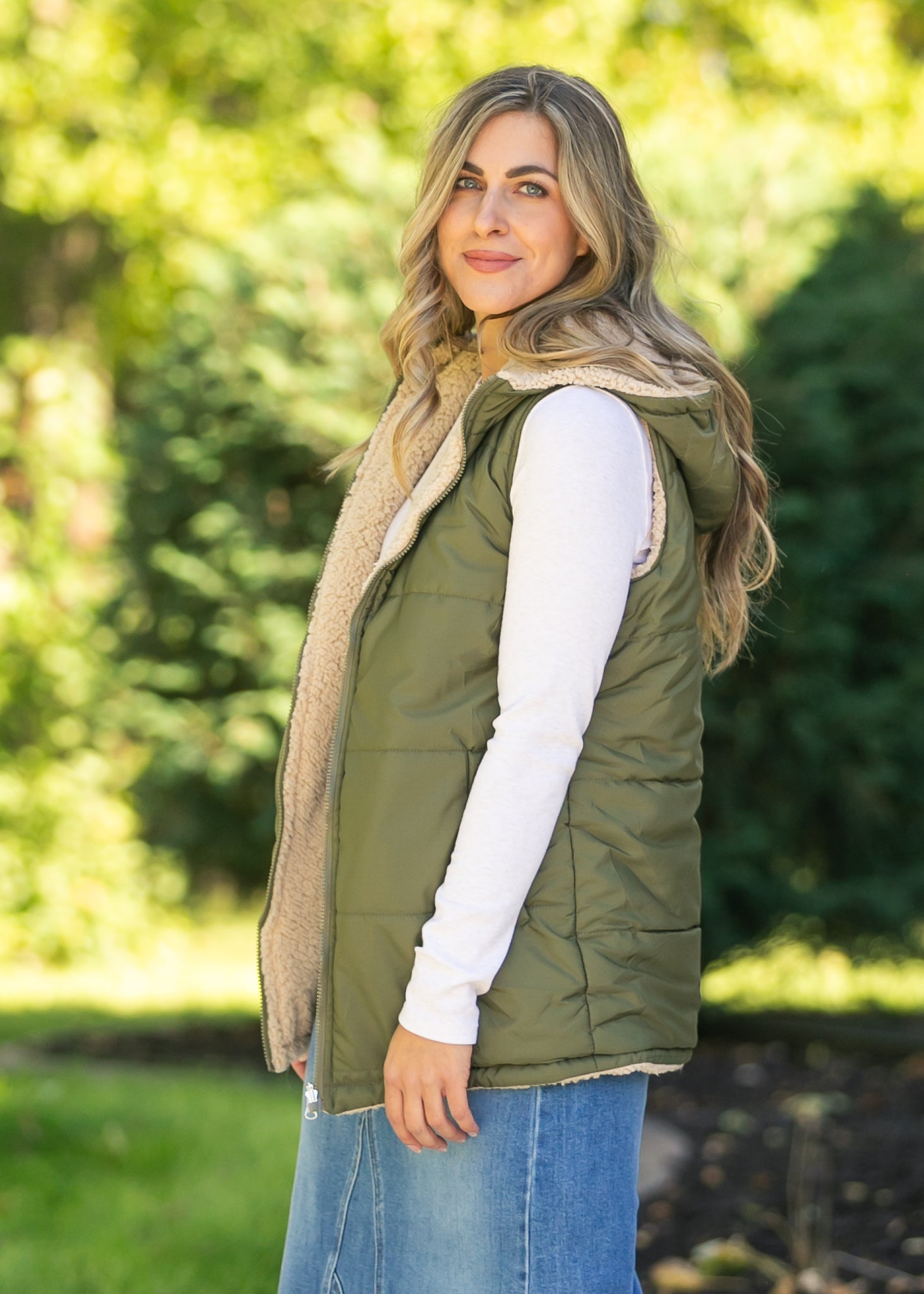 Hooded Reversible Quilted Vest FF Layering Essentials