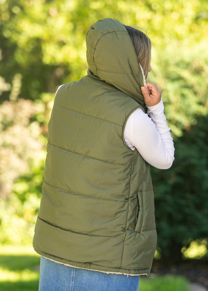 Hooded Reversible Quilted Vest FF Layering Essentials