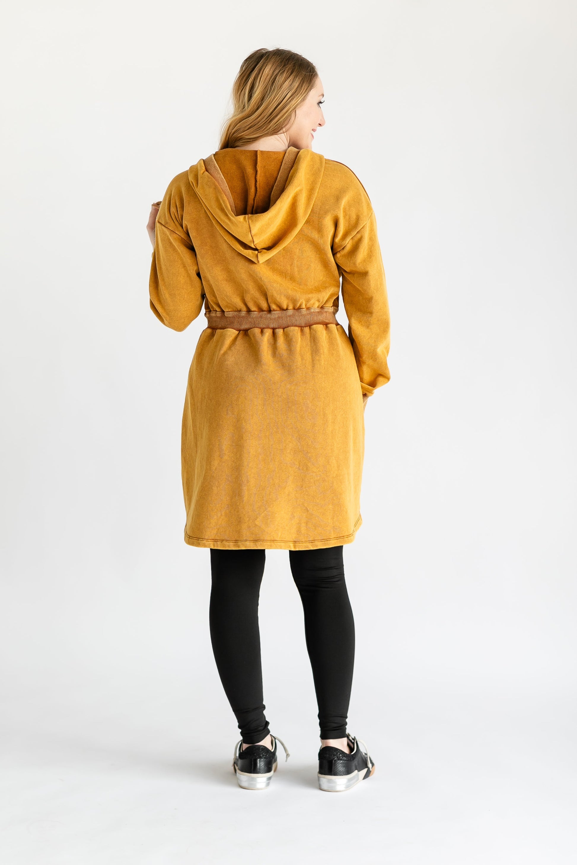 Hooded Washed Knit Midi Dress FF Dresses