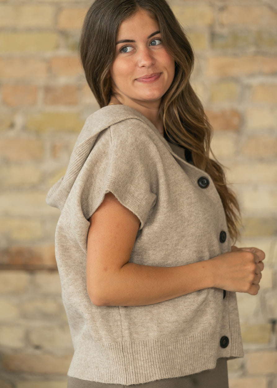Hoodie Button Cardigan Vest FF Tops