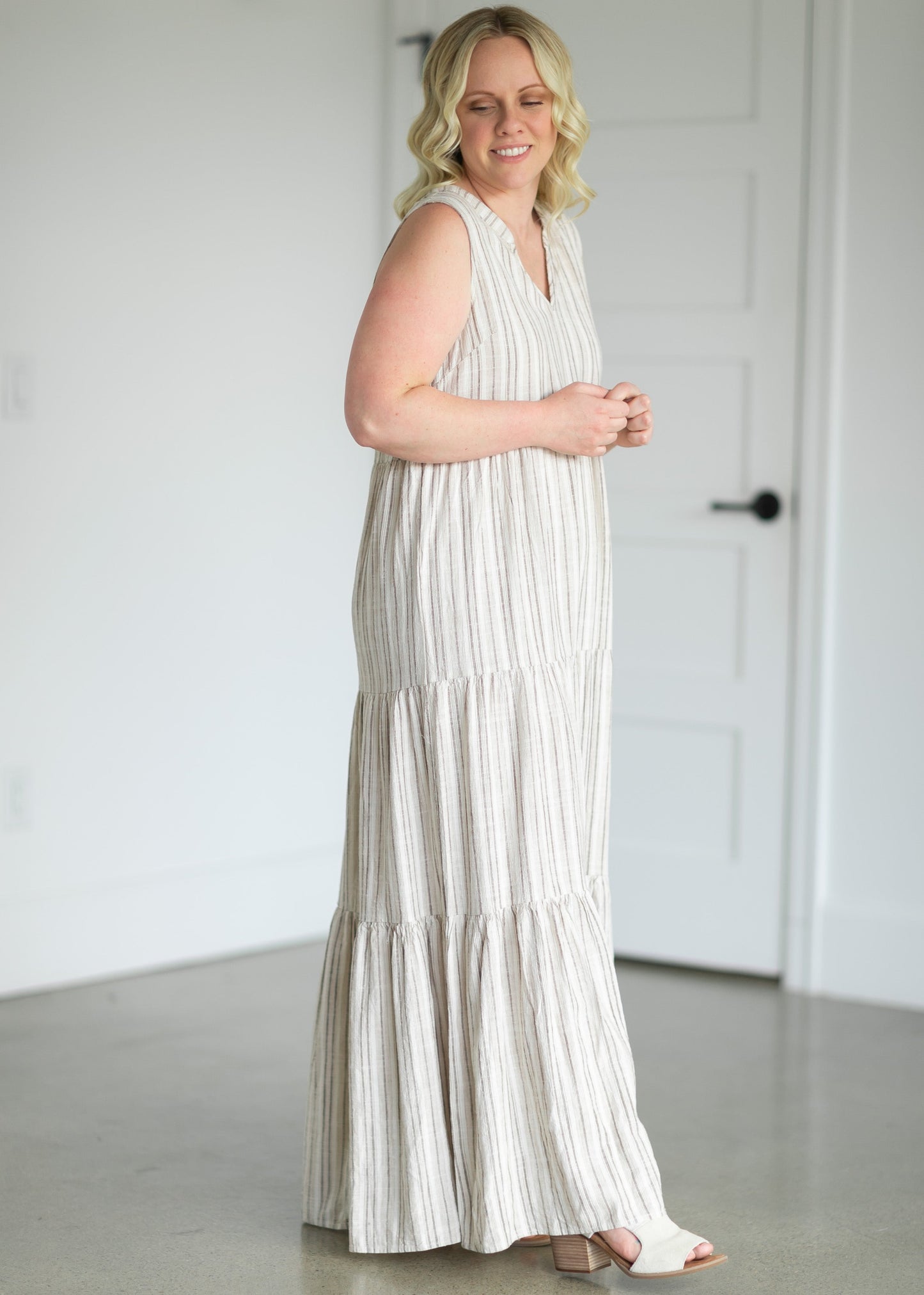 Indie Striped Tiered Maxi Dress Dresses