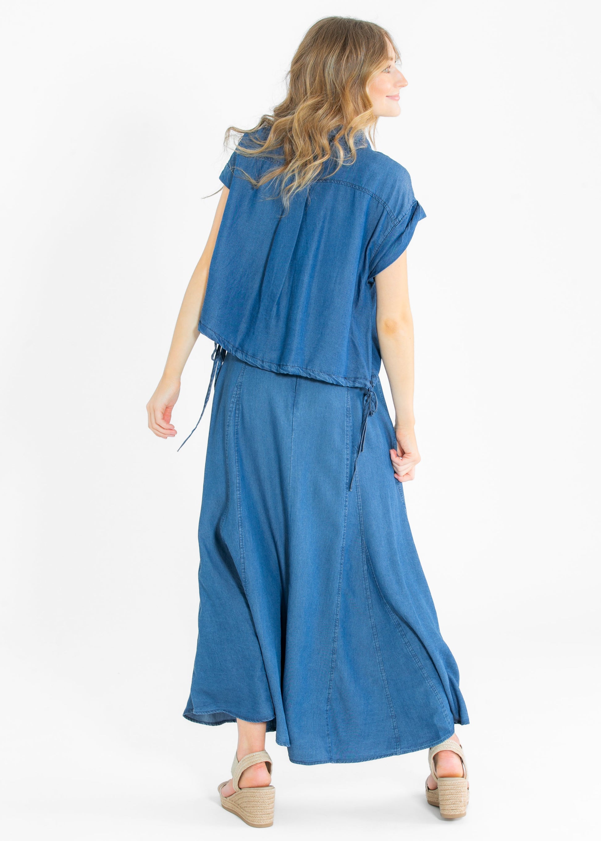 Indigo Tencel Maxi Denim Skirt FF Skirts