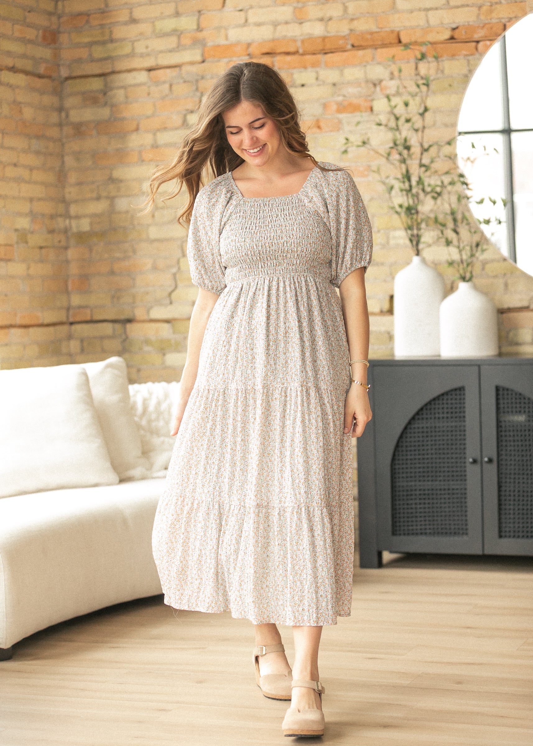 Indy Honeybloom Floral Smocked Midi Dress, XX Large