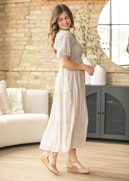Indy Honeybloom Floral Smocked Midi Dress FF Dresses
