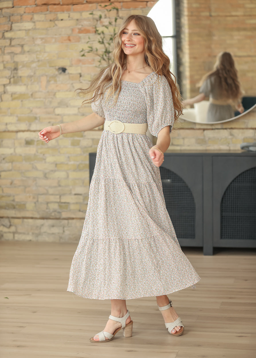 Indy Honeybloom Floral Smocked Midi Dress FF Dresses