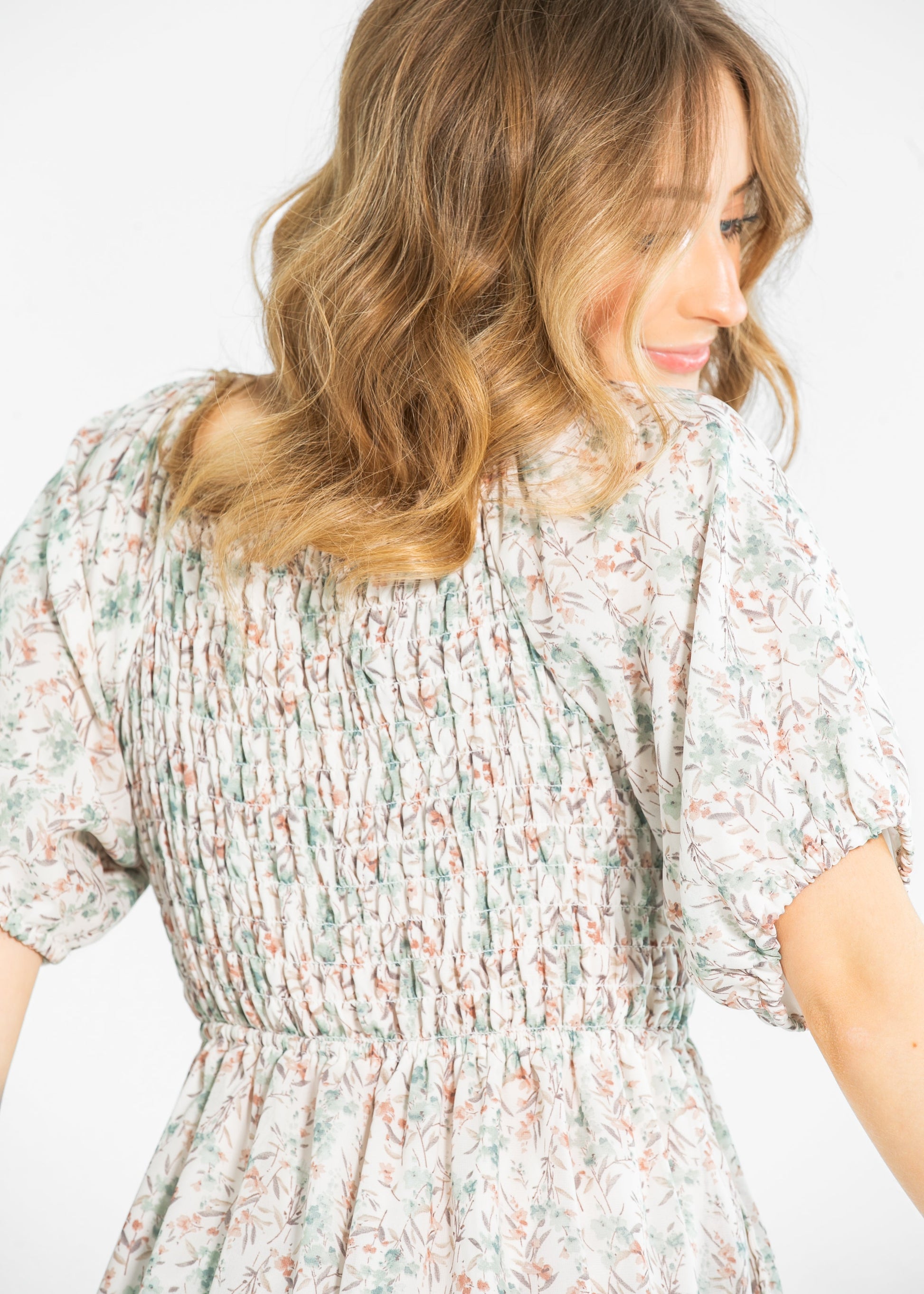 Indy Seaglass Blossom Smocked Maxi Dress - FINAL SALE Inherit Co. Indy Seaglass Blossom Smocked Maxi Dress - FINAL SALE Inherit Co.
