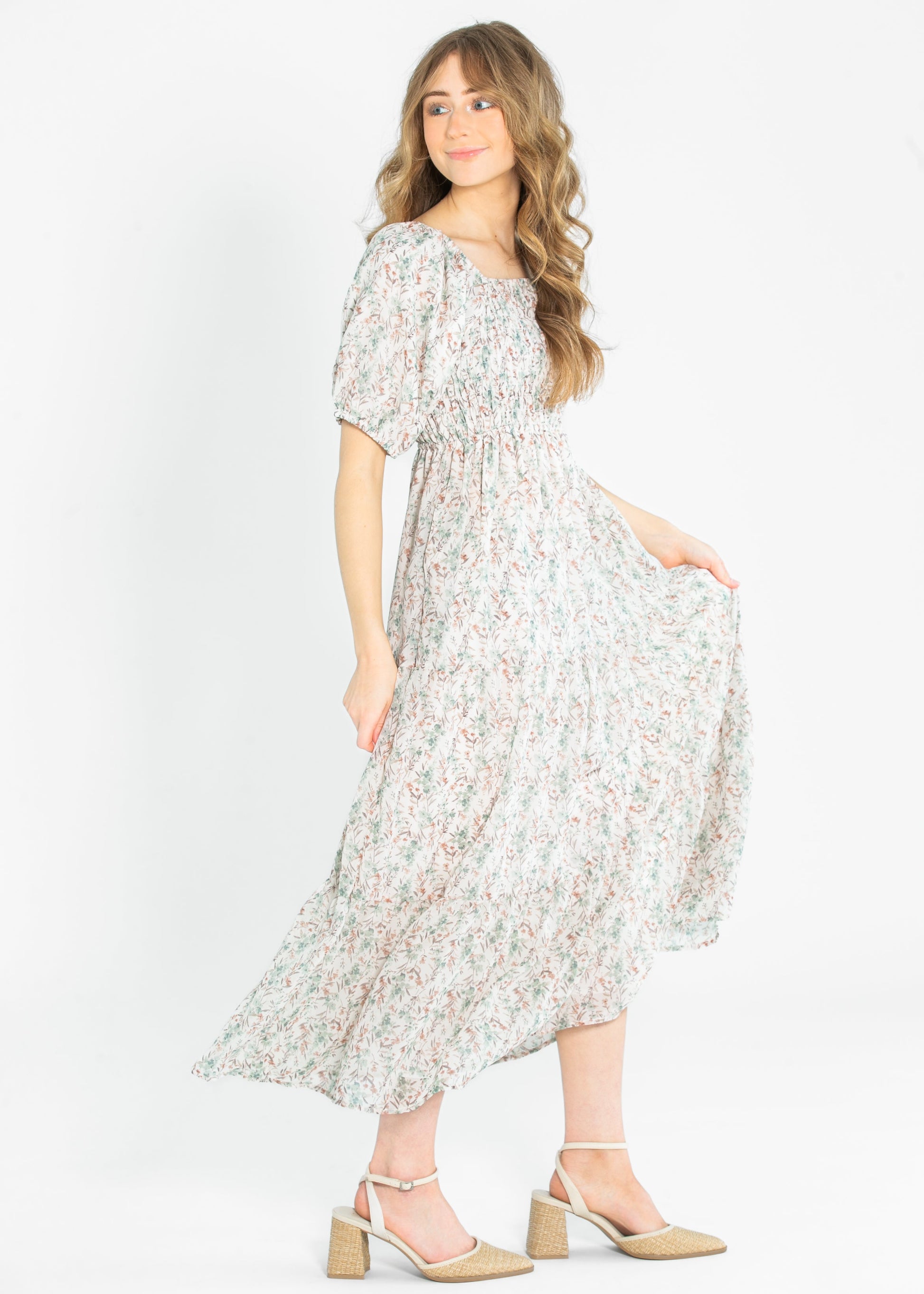 Indy Seaglass Blossom Smocked Maxi Dress FF Dresses