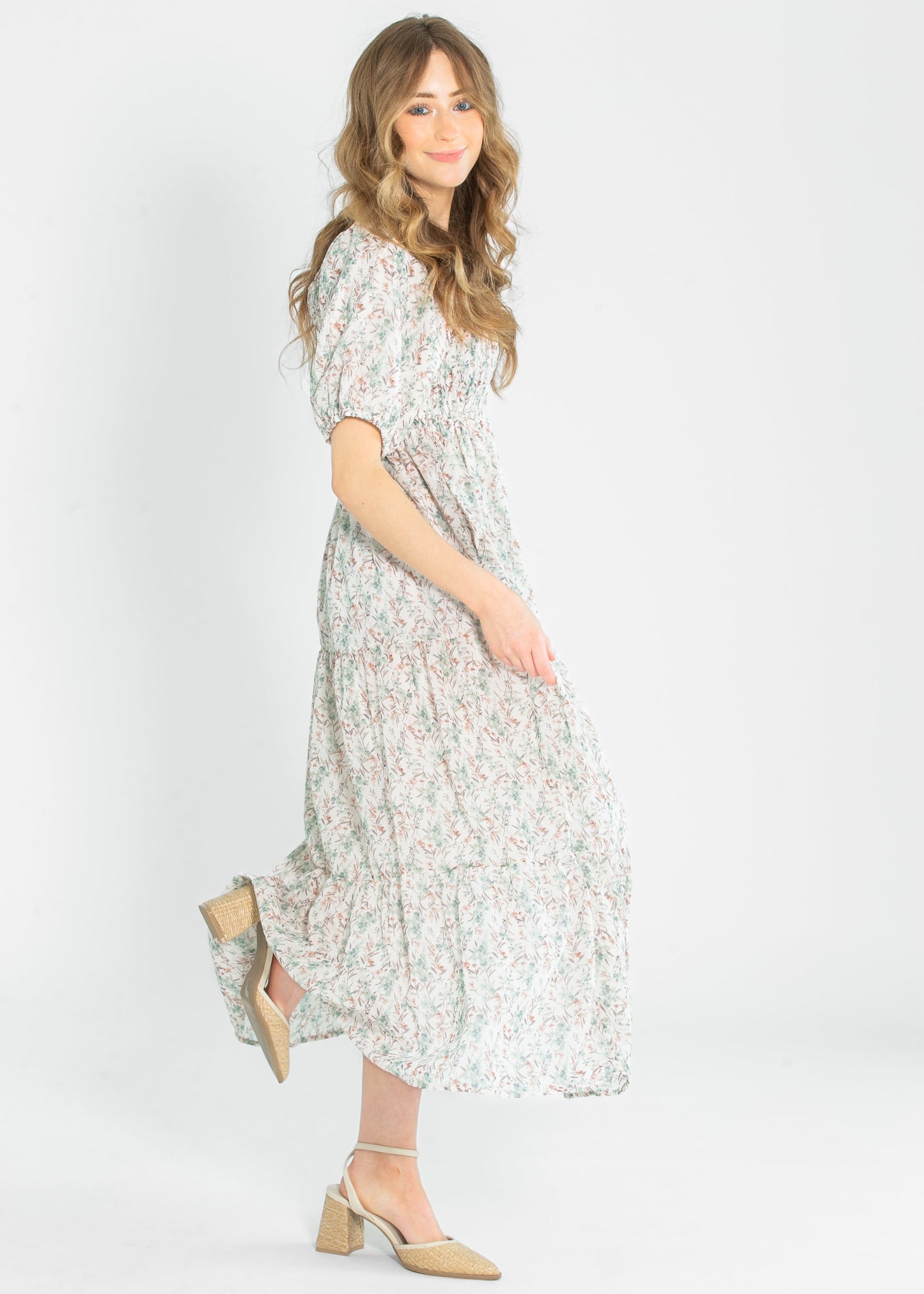 Indy Seaglass Blossom Smocked Maxi Dress FF Dresses