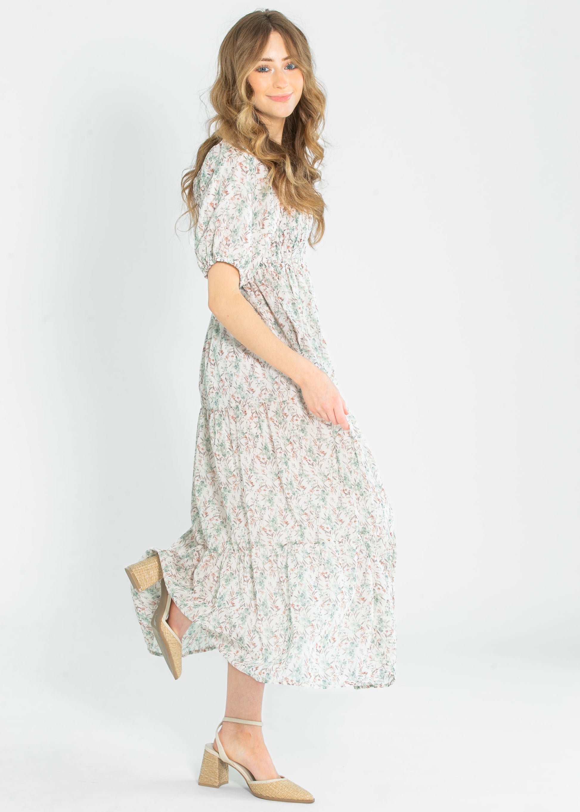 Indy Seaglass Blossom Smocked Maxi Dress FF Dresses