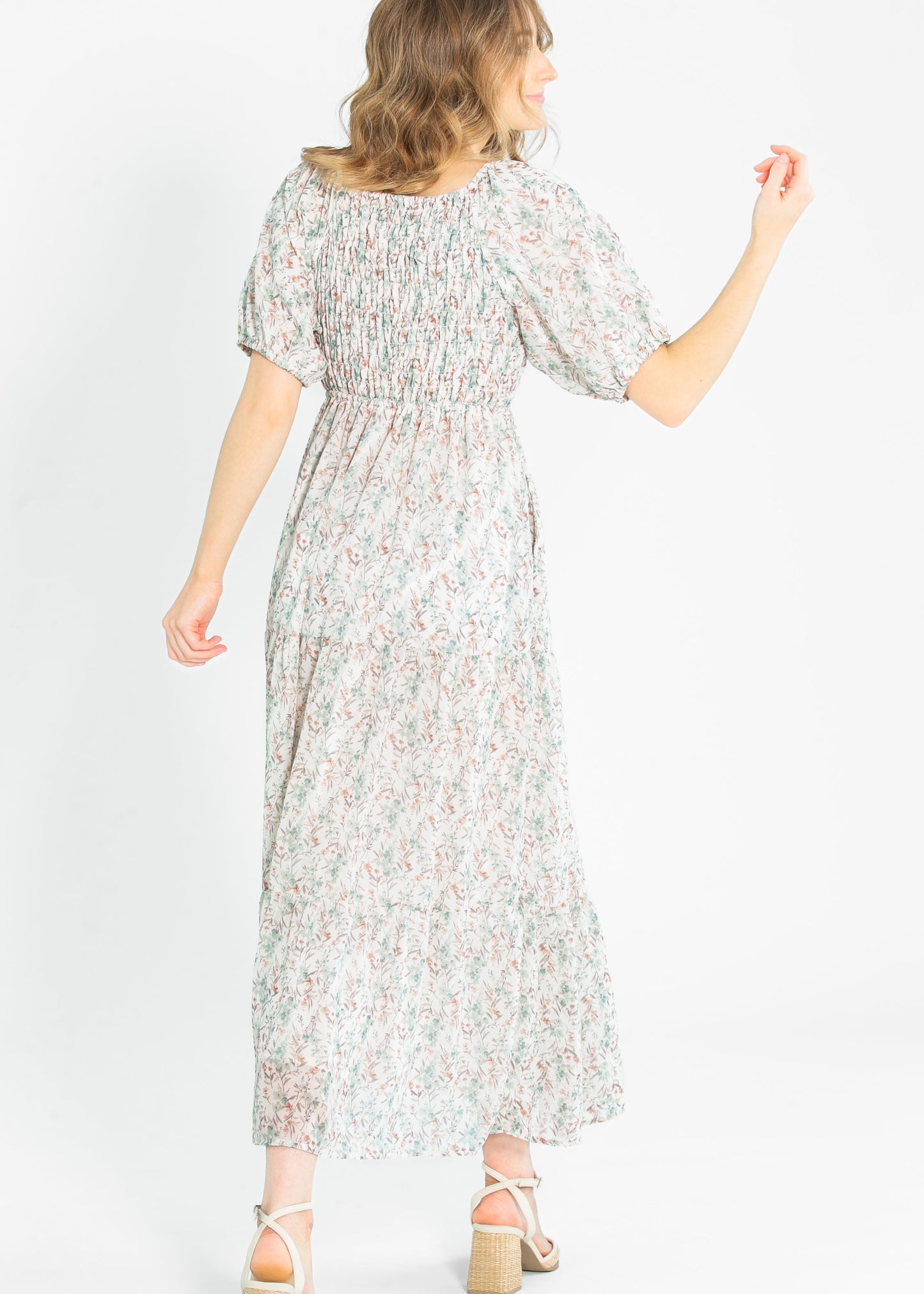 Indy Seaglass Blossom Smocked Maxi Dress FF Dresses
