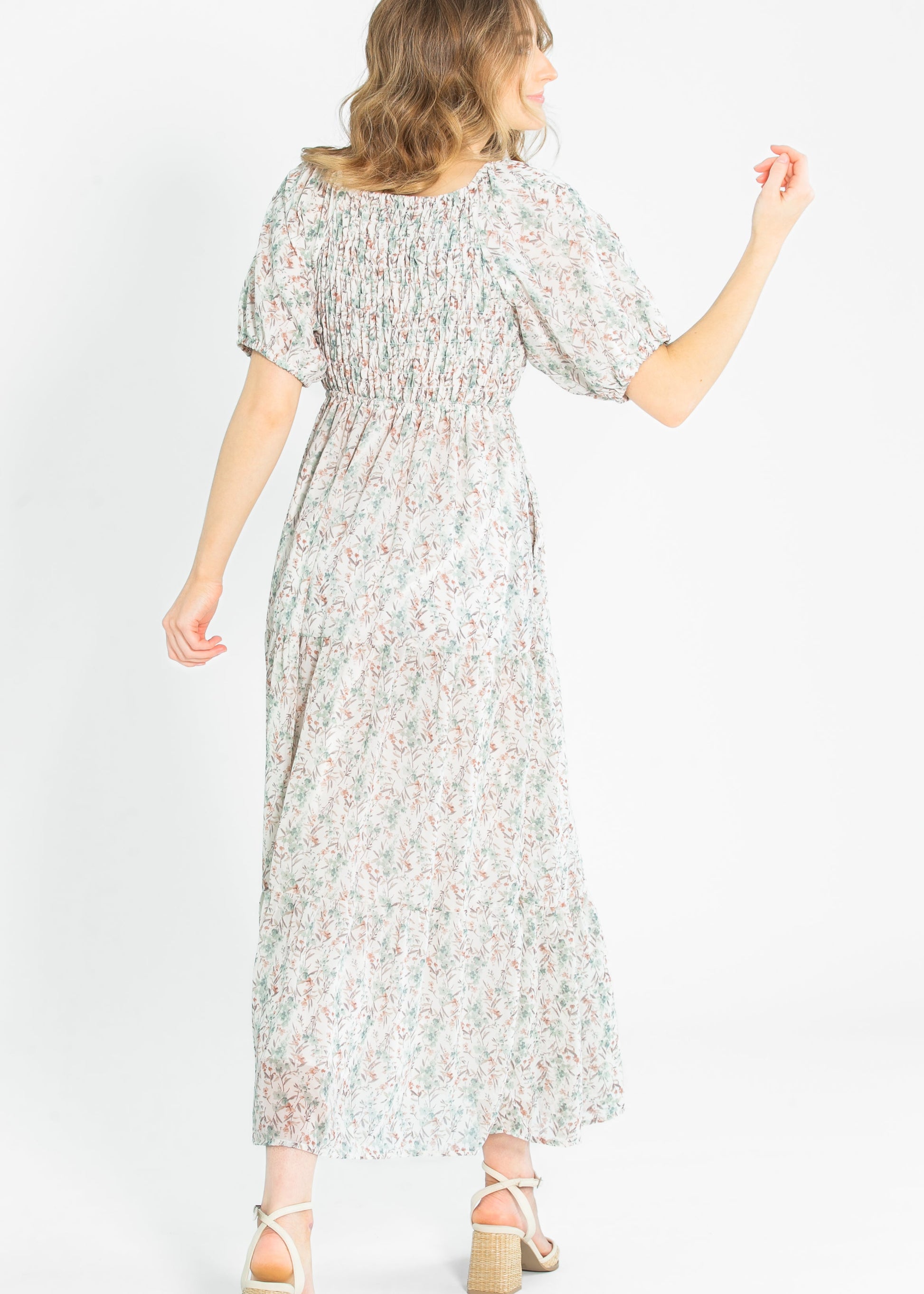 Indy Seaglass Blossom Smocked Maxi Dress FF Dresses