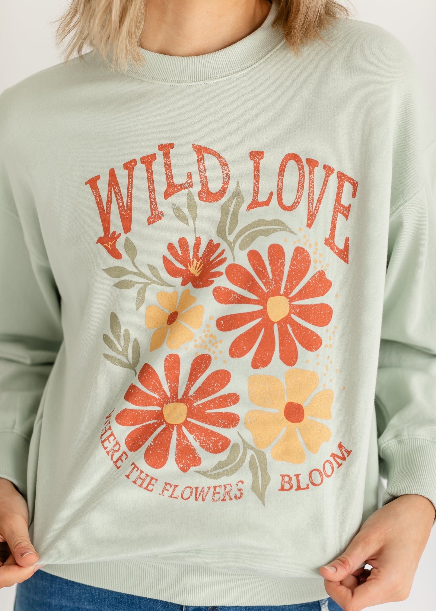 Inherit Wild Love Floral Graphic Crewneck Sweatshirt FF Tops