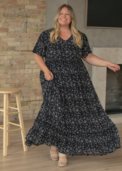 Isabella Black Floral Flutter Sleeve Maxi Dress IC Dresses 1XL