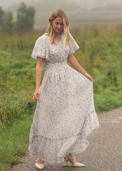 Isabella Blue Floral V Neck Maxi Dress IC Dresses