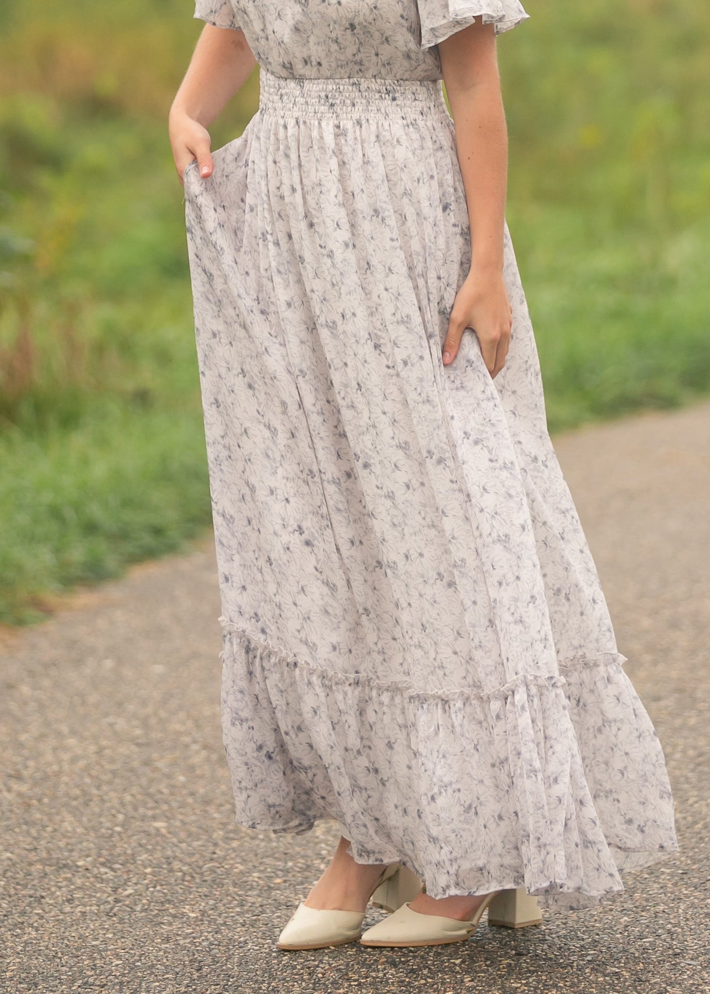 Isabella Blue Floral V Neck Maxi Dress IC Dresses