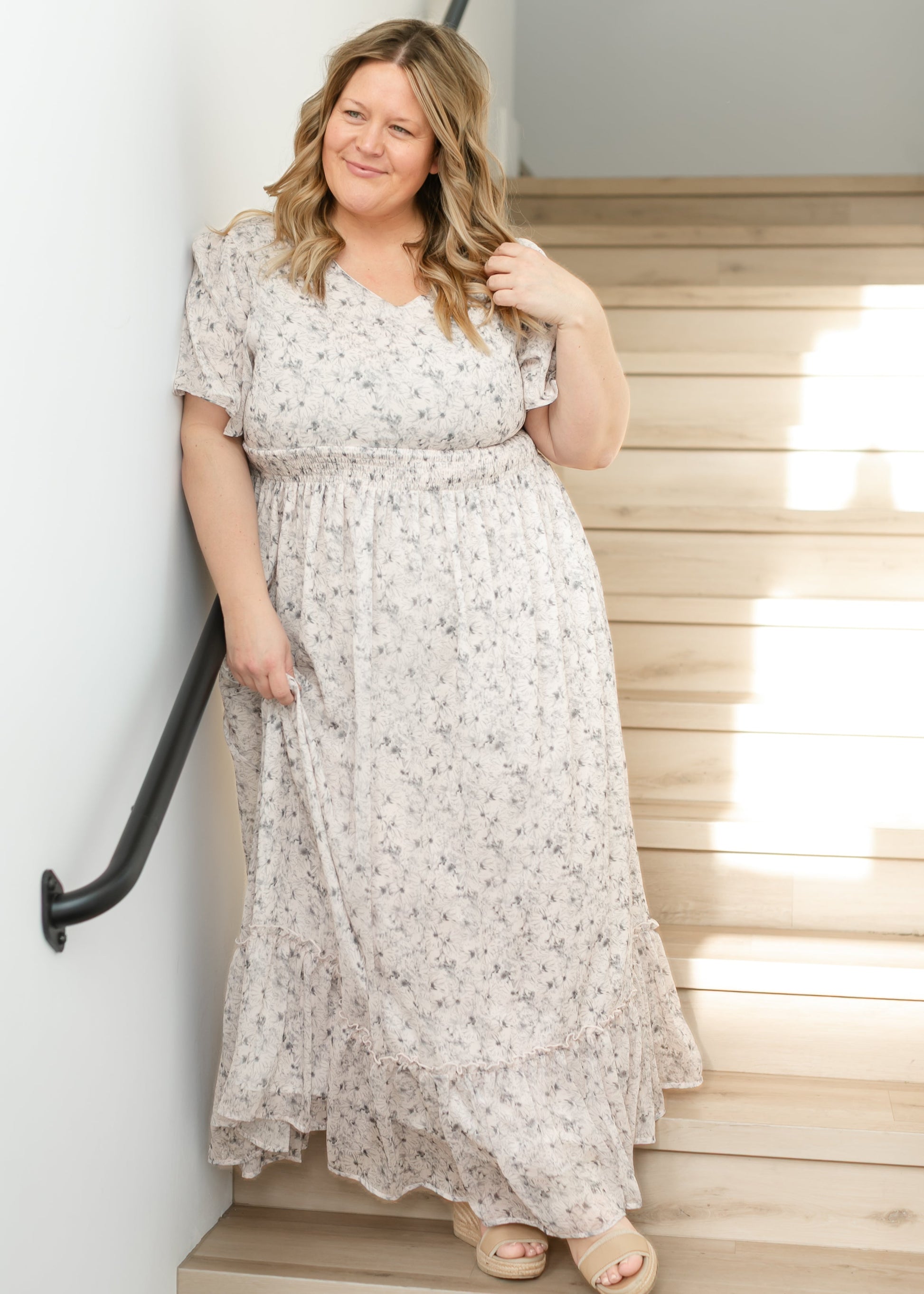 Isabella Blue Floral V Neck Maxi Dress IC Dresses 1XL