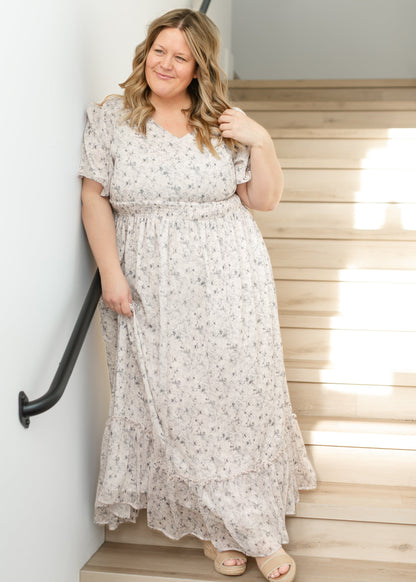 Isabella Blue Floral V Neck Maxi Dress IC Dresses 1XL