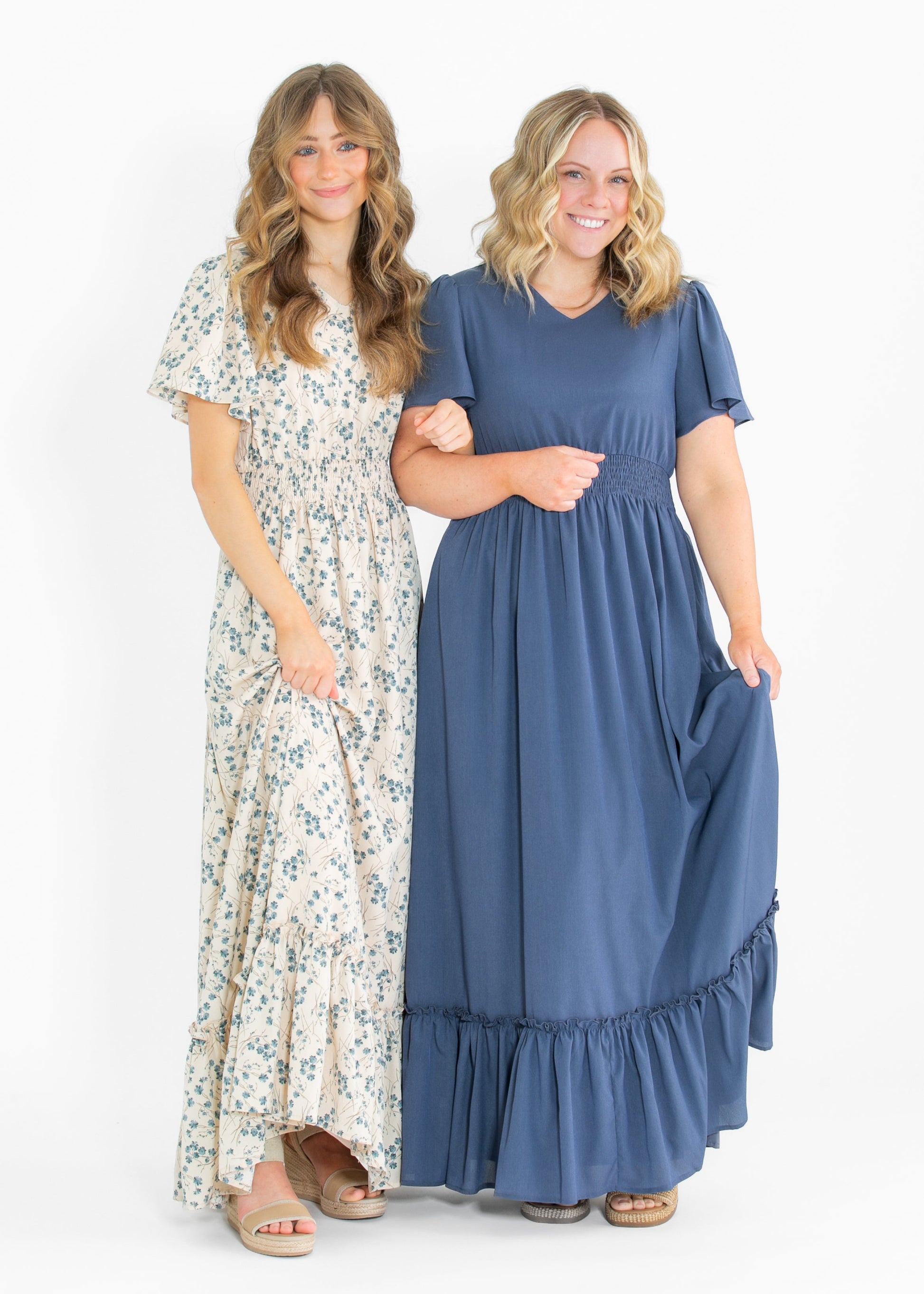 Isabella V Neck Flutter Sleeve Maxi Dress IC Dresses