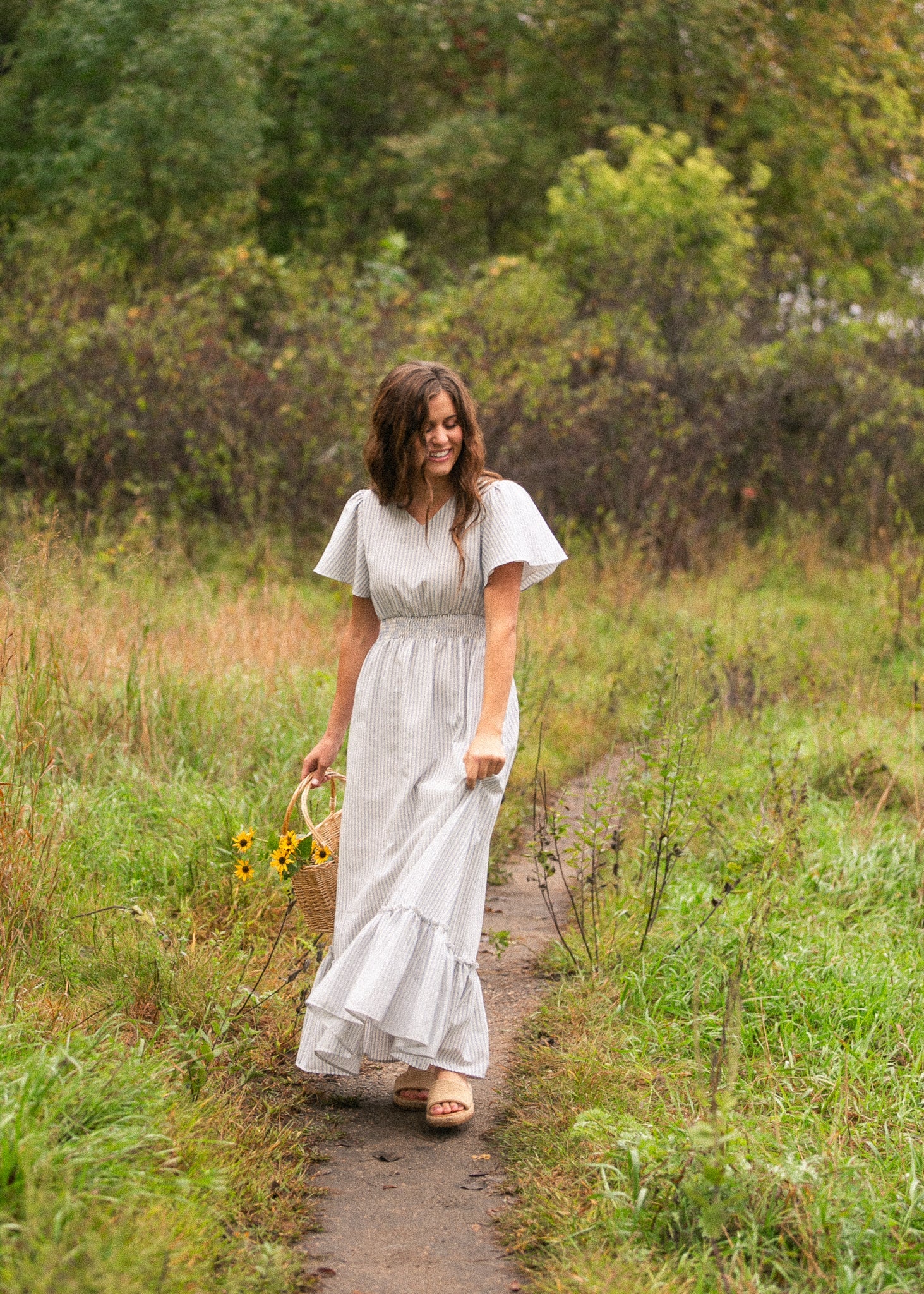 Isabella Blue Stripes V Neck Maxi Dress – Inherit Co