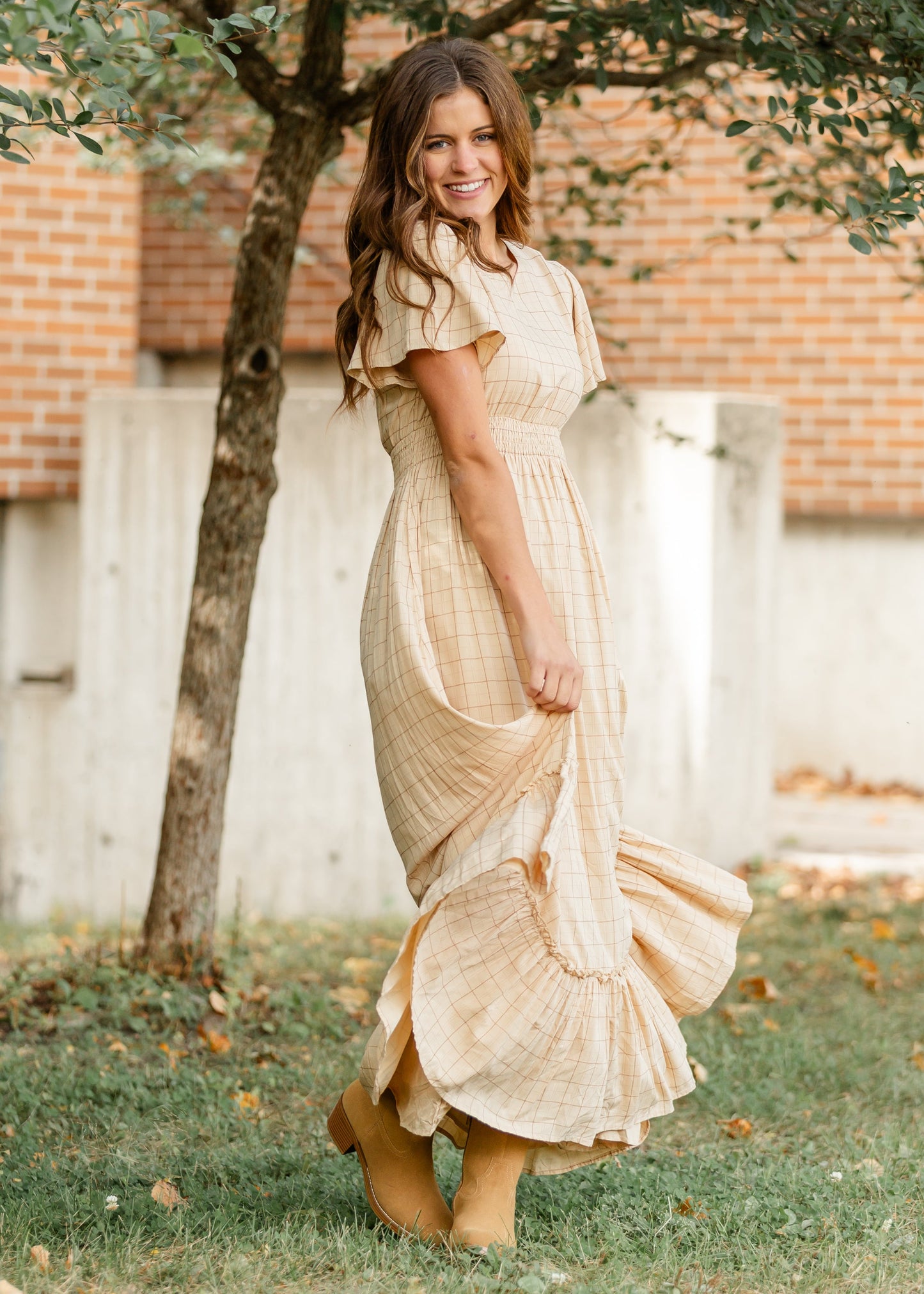 Isabella Windowpane Maxi Dress IC Dresses