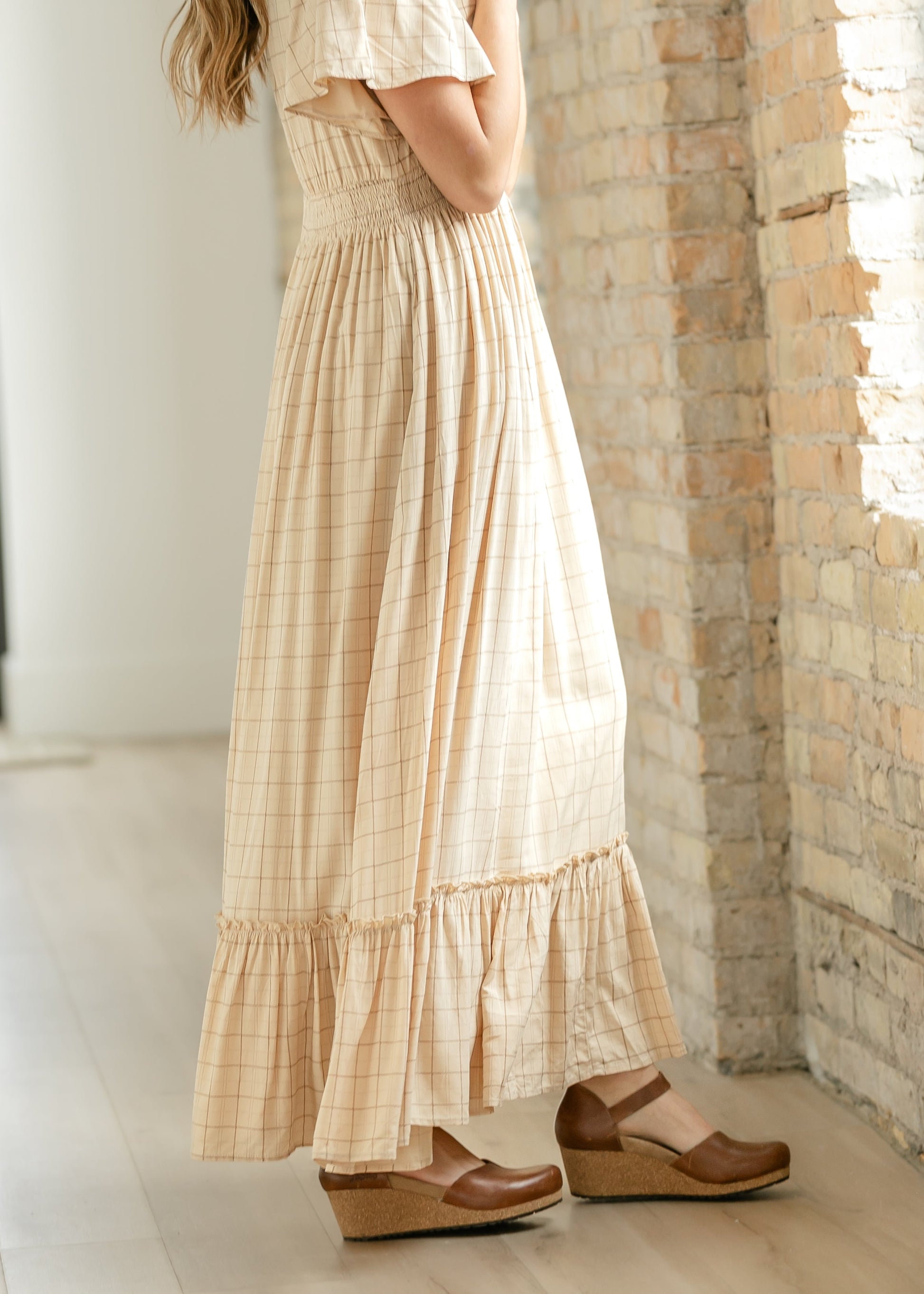 Isabella Windowpane Maxi Dress IC Dresses