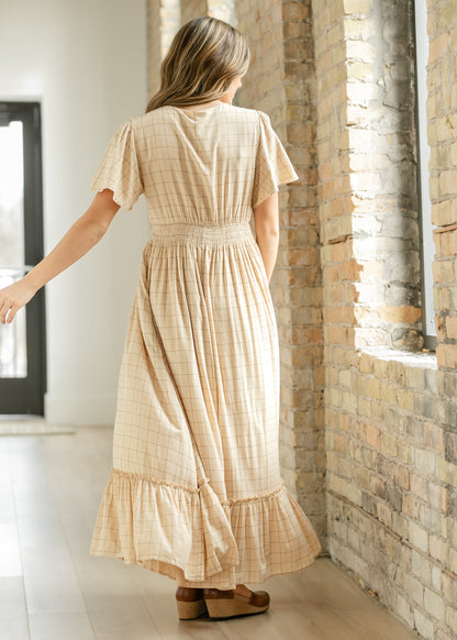 Isabella Windowpane Maxi Dress IC Dresses