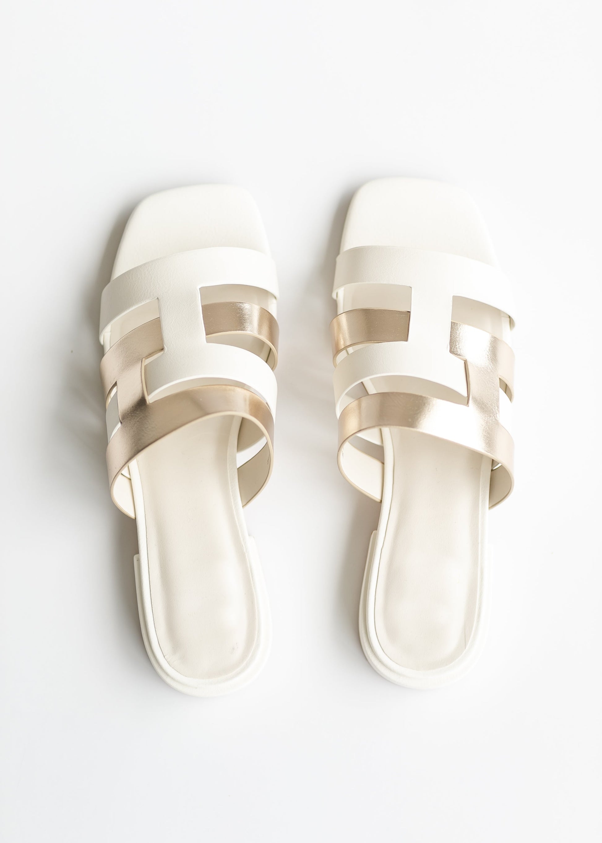Ivory and Gold Cutout Sandals Shoes